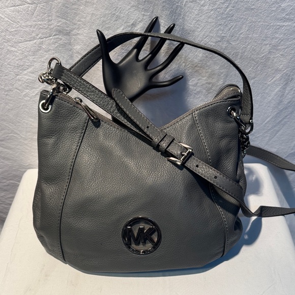 Michael Kors Charcoal Leather Shoulder Bag - Picture 1 of 13